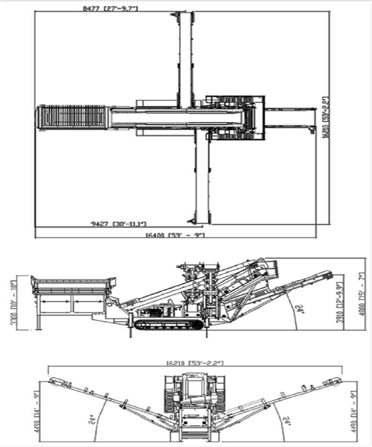 Powerscreen 1400 Turbo Chieftain Dimensions